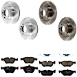 KIT-073024-1031 4-Wheel Set Front and Rear Brake Disc and Pad Kit, Plain Surface 5 Lugs Front and Rear-299.72 mm Semi-metallic, Includes (4) Disc and (2) Pad Set