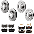 KIT-073024-10374 Front and Rear Brake Disc and Pad Kit, Plain Surface, 5 Lugs, Front and Rear-329.95 mm, Front-Semi-Metallic/Rear-Ceramic