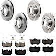 KIT-073024-10376 4-Wheel Set Front and Rear Brake Disc and Pad Kit, Plain Surface 5 Lugs Front and Rear-329.95 mm Semi-metallic, Includes (2) Brake Pad Set and (4) Brake Disc