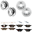 KIT-073024-1044 4-Wheel Set Front and Rear Brake Disc and Pad Kit, Plain Surface 5 Lugs Front-286 mm/Rear-276 mm Semi-metallic, Includes (4) Brake Disc and (2) Brake Pad Set