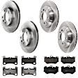 KIT-073024-10524 4-Wheel Set Front and Rear Brake Disc and Pad Kit, Plain Surface 5 Lugs Front and Rear-329.95 mm Semi-metallic, Includes (2) Brake Pad Set and (4) Brake Disc