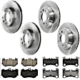 KIT-073024-10526 4-Wheel Set Front and Rear Brake Disc and Pad Kit, Plain Surface 5 Lugs Front and Rear-329.95 mm Semi-metallic, Includes (2) Brake Pad Set and (4) Brake Disc