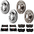 KIT-073024-10541 4-Wheel Set Front and Rear Brake Disc and Pad Kit, Plain Surface 5 Lugs Front and Rear-329.95 mm Semi-metallic, Includes (2) Brake Pad Set and (4) Brake Disc