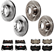 KIT-073024-10543 4-Wheel Set Front and Rear Brake Disc and Pad Kit, Plain Surface 5 Lugs Front and Rear-329.95 mm Semi-metallic, Includes (2) Brake Pad Set and (4) Brake Disc