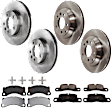 KIT-073024-10548 4-Wheel Set Front and Rear Brake Disc and Pad Kit, Plain Surface 5 Lugs Front and Rear-329.95 mm Semi-metallic, Includes (2) Brake Pad Set and (4) Brake Disc