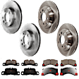 KIT-073024-10552 4-Wheel Set Front and Rear Brake Disc and Pad Kit, Plain Surface 5 Lugs Front and Rear-329.95 mm Semi-metallic, Includes (2) Brake Pad Set and (4) Brake Disc