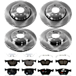 KIT-073024-1068 4-Wheel Set Front and Rear Brake Disc and Pad Kit, Plain Surface 5 Lugs Front-325.12 mm/Rear-320.04 mm Semi-metallic, Includes (2) Brake Pad Set and (4) Brake Disc