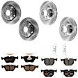 KIT-073024-1070 4-Wheel Set Front and Rear Brake Disc and Pad Kit, Plain Surface 5 Lugs Front-325.12 mm/Rear-320.04 mm Semi-metallic, Includes (2) Brake Pad Set and (4) Brake Disc