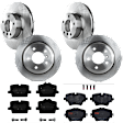 KIT-073024-1090 Front and Rear Brake Disc and Pad Kit, Plain Surface, 5 Lugs, Front-311.91 mm/Rear-299.97 mm, Front-Semi-Metallic/Rear-Ceramic