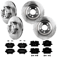 2019 BMW 330i - 8-Piece Kit Front and Rear Brake Disc and Pad Kit, Plain Surface, 5 Lugs, Ceramic, F30; 312mm Front Disc; Base Brakes and 330mm Rear Disc; M Sport Package, For Models Without Blue Painted Calipers, 2.0L 4Cyl,  Includes (4) Brake Disc and (