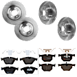 KIT-073024-1119 4-Wheel Set Front and Rear Brake Disc and Pad Kit, Plain Surface 5 Lugs Semi-Metallic - Front, Ceramic - Rear