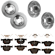 KIT-073024-1120 4-Wheel Set Front and Rear Brake Disc and Pad Kit, Plain Surface 5 Lugs Semi-Metallic - Front, Ceramic - Rear