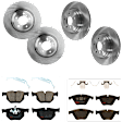 KIT-073024-1128 4-Wheel Set Front and Rear Brake Disc and Pad Kit, Plain Surface 5 Lugs Front-347.98 mm/Rear-336.04 mm Semi-metallic, Includes (4) Brake Disc and (2) Brake Pad Set