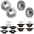 KIT-073024-1151 4-Wheel Set Front and Rear Brake Disc and Pad Kit, Plain Surface 5 Lugs Front-347.98 mm/Rear-336.04 mm Front-Semi-Metallic/Rear-Ceramic RWD, Includes (4) Brake Disc and (2) Brake Pad Set