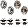 KIT-073024-1295 Front and Rear Brake Disc and Pad Kit, Plain Surface, 5 Lugs, Front-295.91 mm/Rear-297.94 mm, Front-Semi-Metallic/Rear-Ceramic