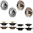 KIT-073024-1297 4-Wheel Set Front and Rear Brake Disc and Pad Kit, Plain Surface 5 Lugs Front-295.91 mm/Rear-297.94 mm Semi-metallic, Includes (4) Brake Disc and (2) Brake Pad Set