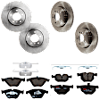 KIT-073024-1305 4-Wheel Set Front and Rear Brake Disc and Pad Kit, Plain Surface 5 Lugs Front-324 mm/Rear-320.04 mm Semi-metallic, Includes (4) Brake Disc and (2) Brake Pad Set