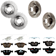 KIT-073024-1307 4-Wheel Set Brake Disc and Pad Kit, Plain Surface 5 Lugs Front-324 mm/Rear-320.04 mm Semi-metallic, Includes (4) Brake Disc and (2) Brake Pad Set