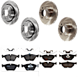 KIT-073024-1333 Front and Rear Brake Disc and Pad Kit, Plain Surface, 5 Lugs, Front-295.91 mm/Rear-297.94 mm, Front-Semi-Metallic/Rear-Ceramic
