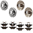 KIT-073024-1334 Front and Rear Brake Disc and Pad Kit, Plain Surface, 5 Lugs, Front-295.91 mm/Rear-297.94 mm, Front-Semi-Metallic/Rear-Ceramic