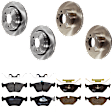 KIT-073024-1336 4-Wheel Set Front and Rear Brake Disc and Pad Kit, Plain Surface 5 Lugs Front-295.91 mm/Rear-297.94 mm Semi-metallic, Includes (4) Brake Disc and (2) Brake Pad Set