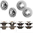 KIT-073024-1348 4-Wheel Set Front and Rear Brake Disc and Pad Kit, Plain Surface 5 Lugs Front-323.8 mm/Rear-297.94 mm Ceramic, Includes (4) Brake Disc and (2) Brake Pad Set