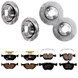 KIT-073024-1354 4-Wheel Set Front and Rear Brake Disc and Pad Kit, Plain Surface 5 Lugs Front-323.8 mm/Rear-297.94 mm Semi-metallic, Includes (4) Brake Disc and (2) Brake Pad Set
