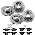 KIT-073024-1378 4-Wheel Set Front and Rear Brake Disc and Pad Kit, Plain Surface 5 Lugs Front-347.98 mm/Rear-344.93 mm Semi-metallic, Includes (4) Brake Disc and (2) Brake Pad Set