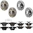 KIT-073024-1385 Front and Rear Brake Disc and Pad Kit, Plain Surface, 5 Lugs, Front-323.8 mm/Rear-297.94 mm, Front-Semi-Metallic/Rear-Ceramic