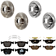 KIT-073024-1389 4-Wheel Set Front and Rear Brake Disc and Pad Kit, Plain Surface 5 Lugs Front-323.8 mm/Rear-297.94 mm Semi-metallic, Includes (4) Brake Disc and (2) Brake Pad Set