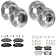 KIT-073024-138 4-Wheel Set Front and Rear Brake Disc and Pad Kit, Plain Surface 4 Lugs Front-260 mm/Rear-259.84 mm Ceramic, Includes (4) Brake Disc and (2) Brake Pad Set