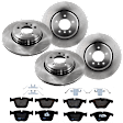 KIT-073024-1396 4-Wheel Set Front and Rear Brake Disc and Pad Kit, Plain Surface 5 Lugs Front-347.98 mm/Rear-344.93 mm Semi-metallic, Includes (4) Brake Disc and (2) Brake Pad Set