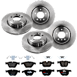 KIT-073024-1399 4-Wheel Set Front and Rear Brake Disc and Pad Kit, Plain Surface 5 Lugs Front-347.98 mm/Rear-344.93 mm Semi-metallic, Includes (4) Brake Disc and (2) Brake Pad Set