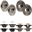 KIT-073024-1430 Front and Rear Brake Disc and Pad Kit, Plain Surface, 5 Lugs, Front-331.98 mm/Rear-324 mm, Front-Ceramic/Rear-Semi-Metallic
