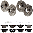 KIT-073024-1431 4-Wheel Set Front and Rear Brake Disc and Pad Kit, Plain Surface 5 Lugs Front-331.98 mm/Rear-324 mm Semi-metallic, Includes (4) Brake Disc and (2) Brake Pad Set