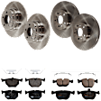 KIT-073024-1432 4-Wheel Set Front and Rear Brake Disc and Pad Kit, Plain Surface 5 Lugs Front-331.98 mm/Rear-324 mm Semi-metallic, Includes (4) Brake Disc and (2) Brake Pad Set