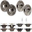 KIT-073024-1434 Front and Rear Brake Disc and Pad Kit, Plain Surface, 5 Lugs, Front-331.98 mm/Rear-324 mm, Front-Ceramic/Rear-Semi-Metallic