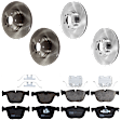 KIT-073024-1452 4-Wheel Set Front and Rear Brake Disc and Pad Kit, Plain Surface 5 Lugs Front-347.98 mm/Rear-344.93 mm Semi-metallic, Includes (4) Brake Disc and (2) Brake Pad Set