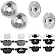 KIT-073024-1468 4-Wheel Set Front and Rear Brake Disc and Pad Kit, Plain Surface 5 Lugs Front-347.98 mm/Rear-320.04 mm Semi-metallic, Includes (4) Disc and (2) Pad Set