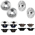 KIT-073024-1470 4-Wheel Set Front and Rear Brake Disc and Pad Kit, Plain Surface 5 Lugs Front-347.98 mm/Rear-320.04 mm Semi-metallic, Includes (4) Disc and (2) Pad Set