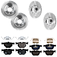 KIT-073024-1489 4-Wheel Set Front and Rear Brake Disc and Pad Kit, Plain Surface 5 Lugs Front-347.98 mm/Rear-320.04 mm Semi-metallic, Includes (4) Disc and (2) Pad Set