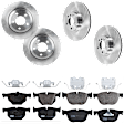 KIT-073024-1490 4-Wheel Set Front and Rear Brake Disc and Pad Kit, Plain Surface 5 Lugs Front-347.98 mm/Rear-320.04 mm Semi-metallic, Includes (4) Disc and (2) Pad Set