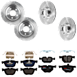 KIT-073024-1511 4-Wheel Set Front and Rear Brake Disc and Pad Kit, Plain Surface 5 Lugs Front-347.98 mm/Rear-320.04 mm Semi-metallic, Includes (4) Disc and (2) Pad Set