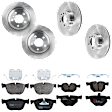 KIT-073024-1512 4-Wheel Set Front and Rear Brake Disc and Pad Kit, Plain Surface 5 Lugs Front-347.98 mm/Rear-320.04 mm Semi-metallic, Includes (4) Disc and (2) Pad Set