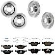 KIT-073024-1591 4-Wheel Set Front and Rear Brake Disc and Pad Kit, Plain Surface 5 Lugs Front-325.12 mm/Rear-293.88 mm Semi-metallic, Includes (4) Brake Disc and (2) Brake Pad Set