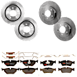 KIT-073024-1635 Front and Rear Brake Disc and Pad Kit, Plain Surface, 5 Lugs, Front-299.97 mm/Rear-293.88 mm, Front-Semi-Metallic/Rear-Ceramic