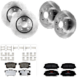 KIT-073024-163 4-Wheel Set Front and Rear Brake Disc and Pad Kit, Plain Surface 5 Lugs Front-311.91 mm/Rear-281.69 mm Ceramic, Includes (4) Brake Disc and (2) Brake Pad Set