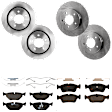 KIT-073024-1650 Front and Rear Brake Disc and Pad Kit, Plain Surface, 5 Lugs, Front-299.97 mm/Rear-293.88 mm, Front-Ceramic/Rear-Semi-Metallic