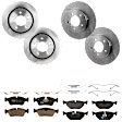 KIT-073024-1651 4-Wheel Set Front and Rear Brake Disc and Pad Kit, Plain Surface 5 Lugs Front-299.97 mm/Rear-293.88 mm Semi-metallic, Includes (4) Brake Disc and (2) Brake Pad Set
