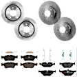 KIT-073024-1668 Front and Rear Brake Disc and Pad Kit, Plain Surface, 5 Lugs, Front-299.97 mm/Rear-293.88 mm, Front-Ceramic/Rear-Semi-Metallic